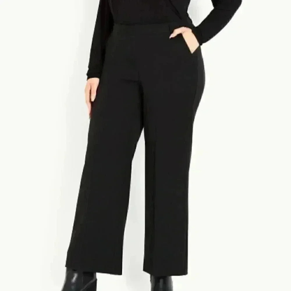 EVANS Picasso Wide Leg Trouser Black - long